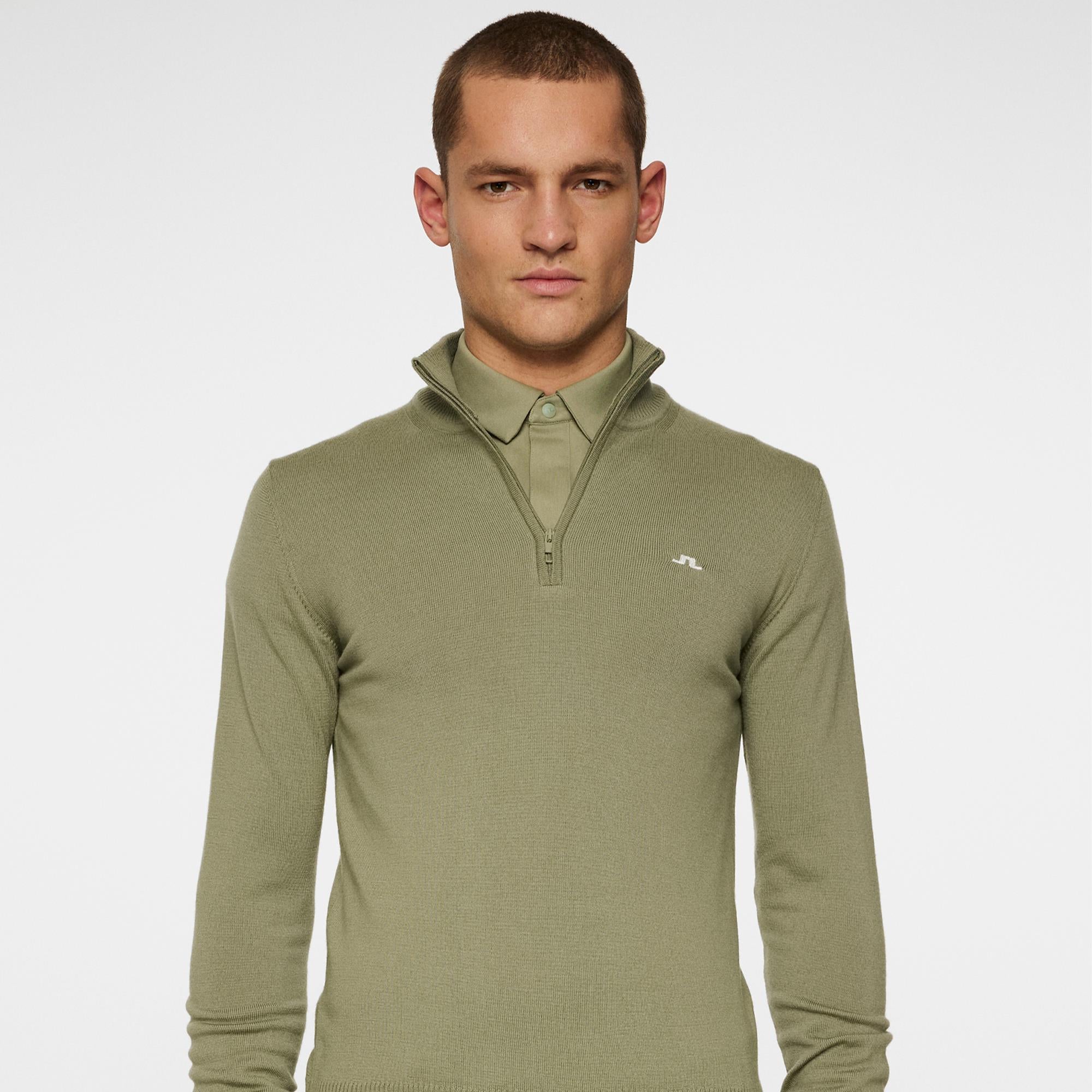 J Lindeberg Kian Tour Merino Mens Sweater Oil Green